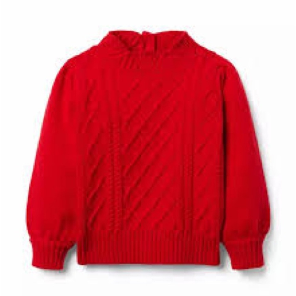 Janie and Jack Holiday Red Cable Knit Puff Sleeve Sweater Size 10